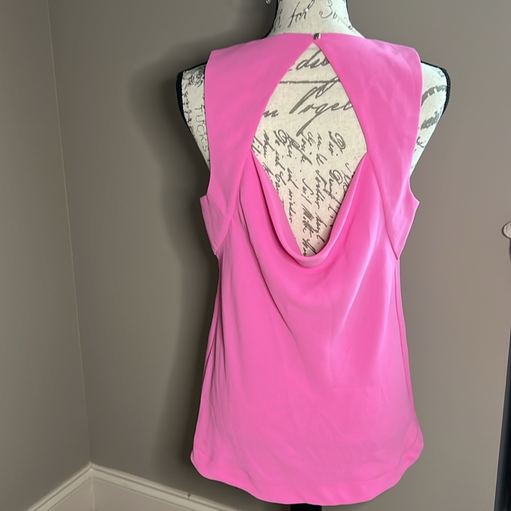 Trina Turk Pink Tank Camisole Vneck with Drape Open back - Picture 2 of 7